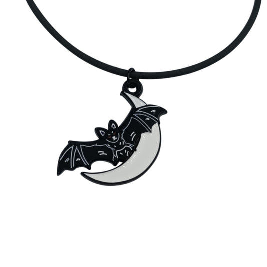 Bat and moon necklace