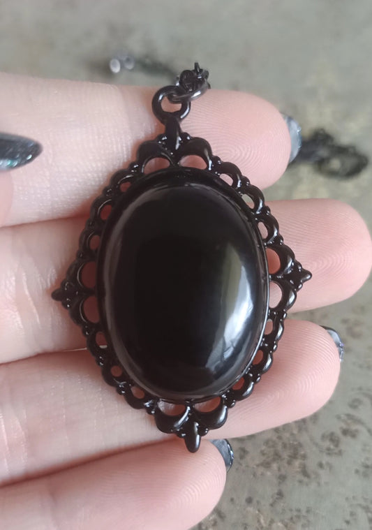 Black Onyx willow necklace FAULTY