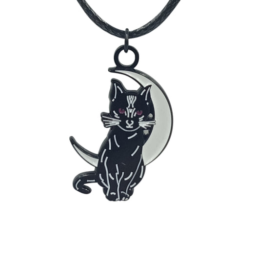 cat and moon necklace